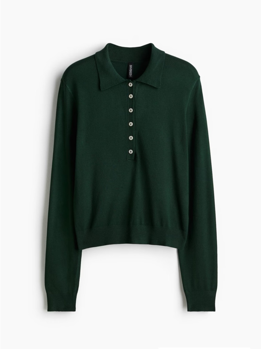 H&M Dark Green Long-Sleeve Polo Sweater